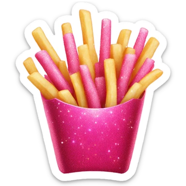 Hot pink French fries with glitter  sticker
