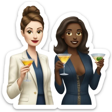 rich white women friends sipping martinis brunettes sticker