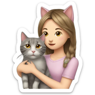 cat with a girl sticker