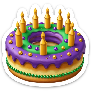 Mardi Gras purple, green and gold kingcake sticker