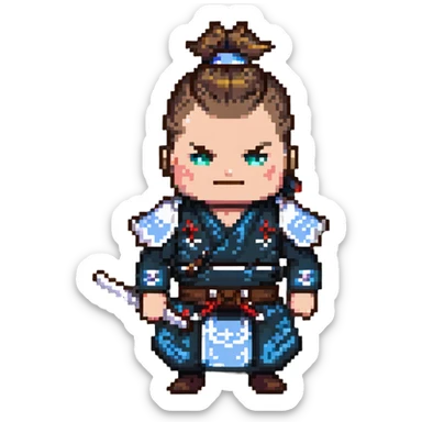 Samurai with topknot sticker