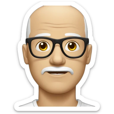 mad white bald male with thick black glasses sticker