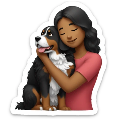 Girl hugging Bernese mountain dog sticker