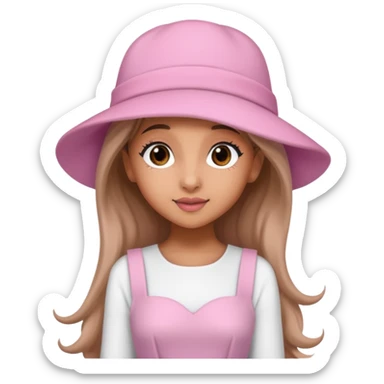 ariana grande wearing Pink Hat, white dress sticker