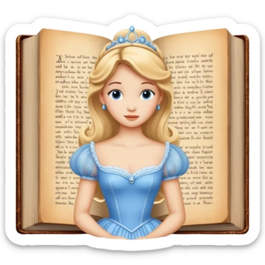 Cinderella in old book story sticker