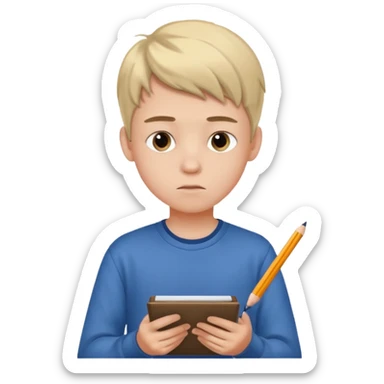 Teen boy drawing in notebook sticker