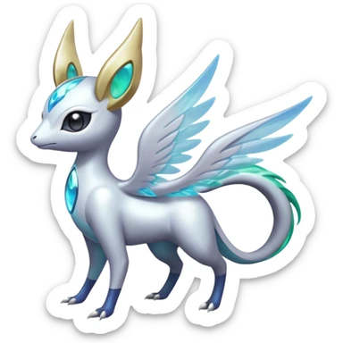 Angelic Divine Bioluminescent Translucent Luminescent Diaphanous Shiny Colorful Meloetta-Latias-Koraidon-Peppercat-Wargreymon-Protogen-Fakémon-fusion-hybrid-creature sticker