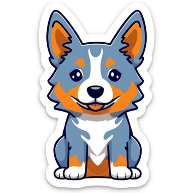cute blue heeler cattle dog head with characteristic blue-gray speckled coat and alert expression sticker