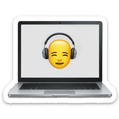 employee with laptop and headphones alone in room sticker