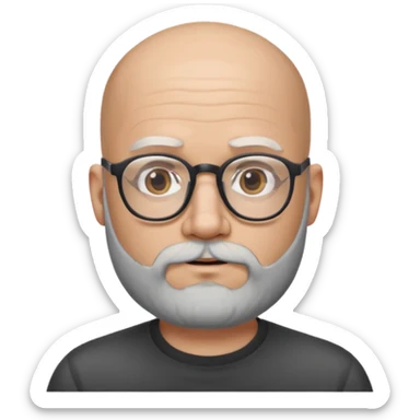 Bald man with salt and pepper beard and glasses sticker