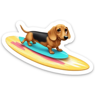 blond haired weenie dog surfing  sticker