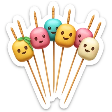 Cinematic Realistic Dango Dessert Emoji, showcasing colorful rice dumplings on skewers rendered with lifelike textures and soft, inviting lighting. sticker