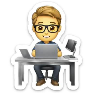 Video editor  Boy working in computer  sticker