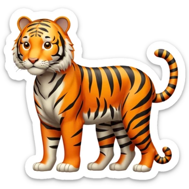 Create a single emoji of a Tiger in full body, shown at a slight side angle in a natural, characteristic pose. Cute and stylized like an emoji, but clearly recognizable.
 sticker