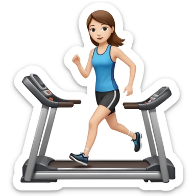 white girl with brown hair on treadmill sticker