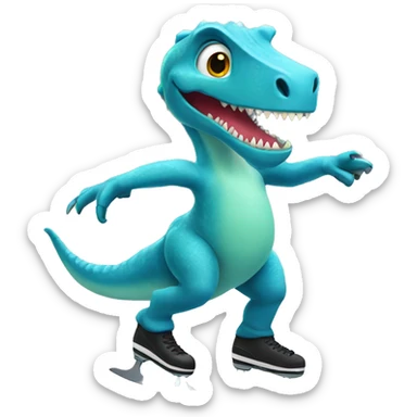 Ice skating dinosaur  sticker