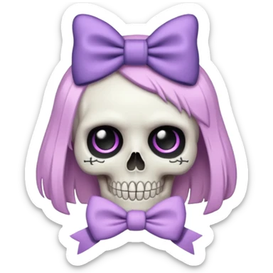 pastel goth skull with a bow sticker