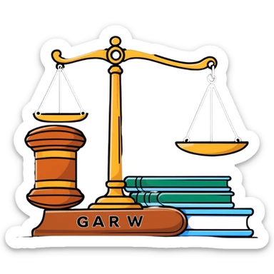 Gavel with law book and scales sticker