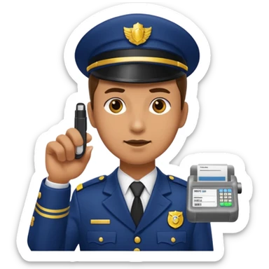 ticket inspector with puncher sticker