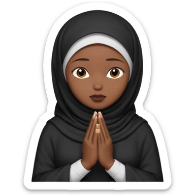darkskin muslim black woman praying with dark hijab sticker
