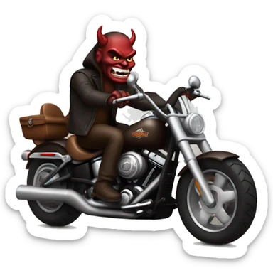 Devil riding a dark brown harley davidson  sticker