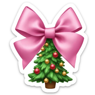 pink christmas bow christmas tree sticker