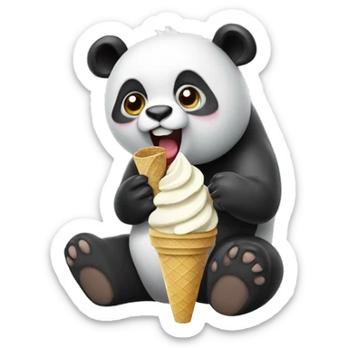 Panda eating ice cream sticker