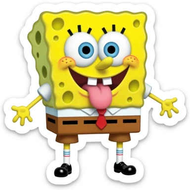 SpongeBob licking the screen moving sticker