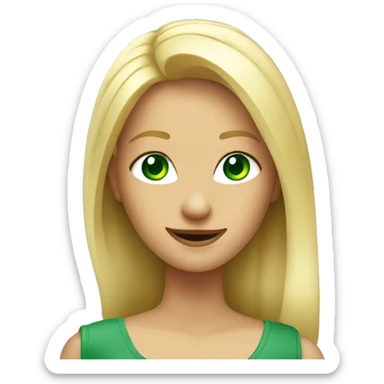 Blond woman green eyes thumbs up sticker