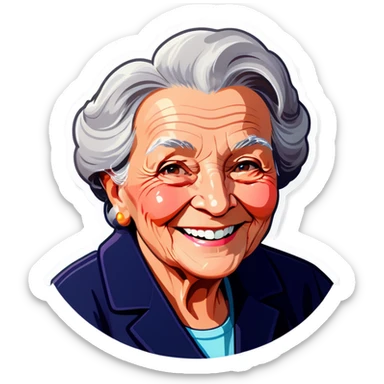 smiling elderly woman portrait sticker