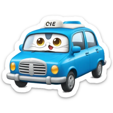 Doraemon drving car sticker