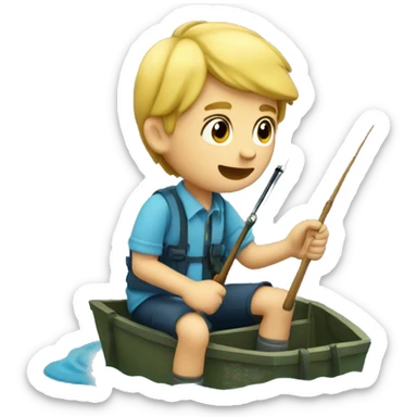 Blond Boy fishing in the Ocean sticker