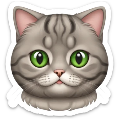A grey striped Scotch fold with folded ears, a cute cat sticker