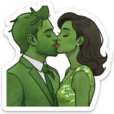 Kiss black man brunette girl sticker
