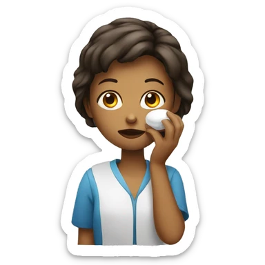 a girl eating a pill sticker