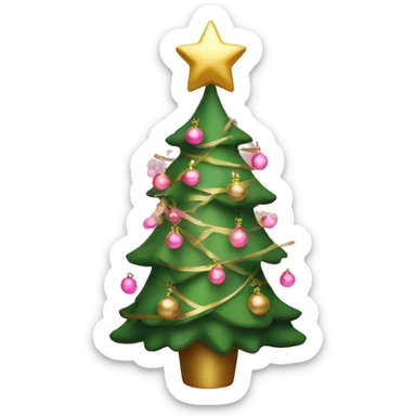 christmas tree with pink and gold decorations sticker