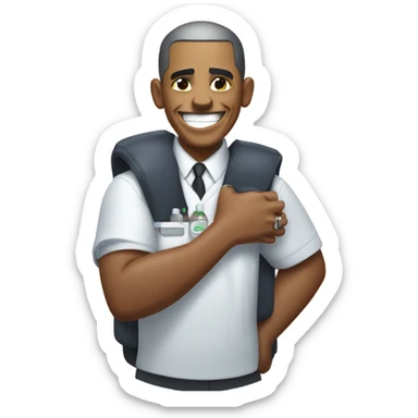 brock oboma getting a covid vaccine￼ into his arm smiling sticker