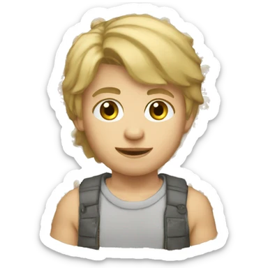 Caucasian dirty blonde hair little boy sticker