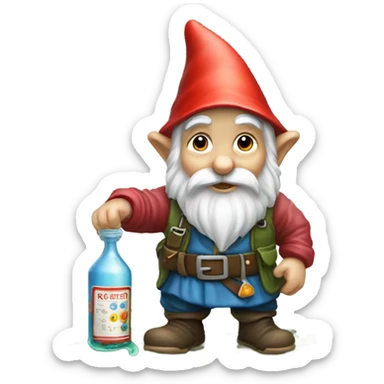 gnome pouring liquid on the ground as tribute to his homies sticker