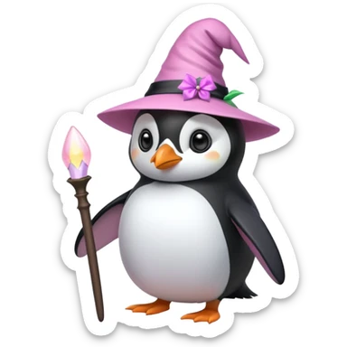Penguin With Light Pink Witch Hat  sticker