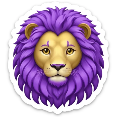 glitter purple and cian lion sticker