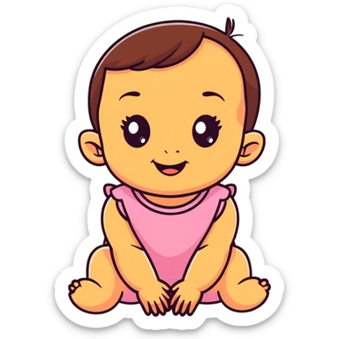 smiling baby girl with big eyes and medium skin tone sticker