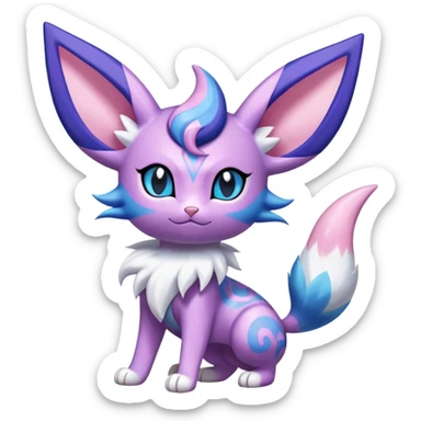 Shiny Exotic Cute Espeon-Sylveon-Purrloin-Meowstic-Hybrid-Creature with pattern-markings sticker