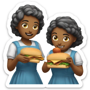 Duas meninas gordinhas comendo sanduiche sticker