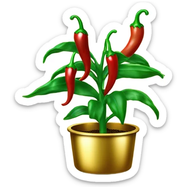 plant with red and green chili on in a gold pot sticker