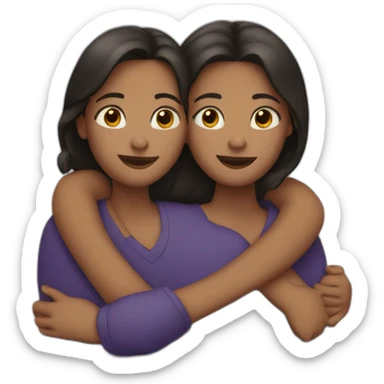 Two sisters hugging sticker