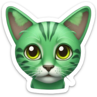 A green cat with butterfly wings sticker