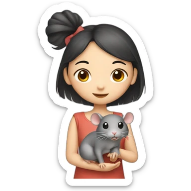 Asian girl with rat sticker