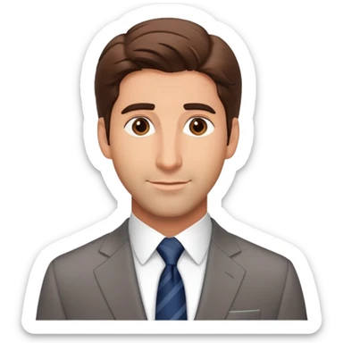 handsome Ross Geller from Friends TV show with well-styled brown hair and attractive features in a nice suit sticker