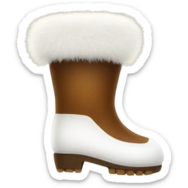 White fuzzy boot brown sole  sticker